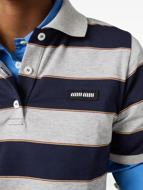 Miu Miu striped logo polo shirt - Blue