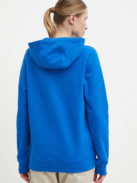 Helly Hansen bluza bawełniana kolor niebieski z kapturem z nadrukiem 53289