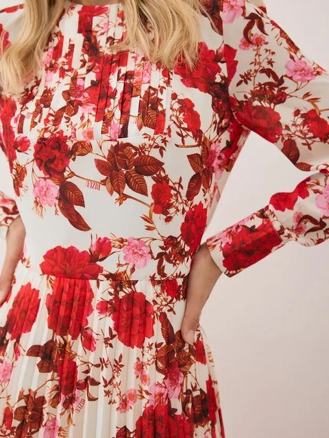 Bizuu sukienka NYLA kolor czerwony midi rozkloszowana NYLA KREMOWY