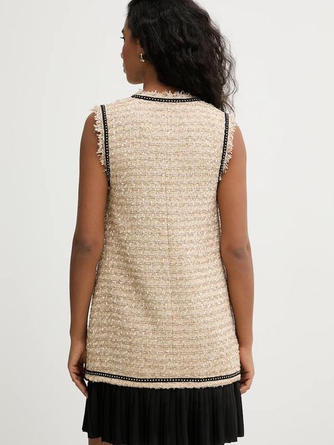 Karl Lagerfeld sukienka z domieszką wełny kolor beżowy mini prosta B1W13008