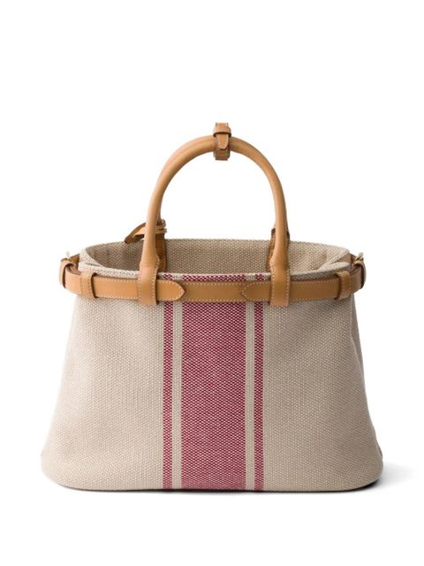 Prada Buckle medium canvas and leather handbag - Neutrals - zdjęcie produktu nr 2