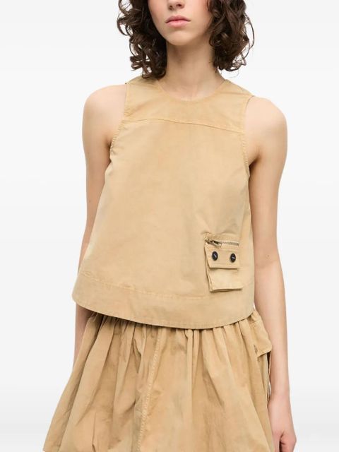 GANNI sleeveless cotton top - Neutrals - zdjęcie produktu nr 2