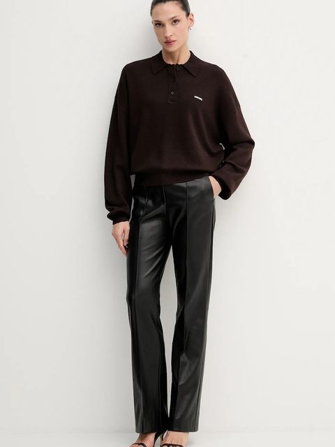 Rotate sweter z dodatkiem wełny damski kolor brązowy lekki 1151371667