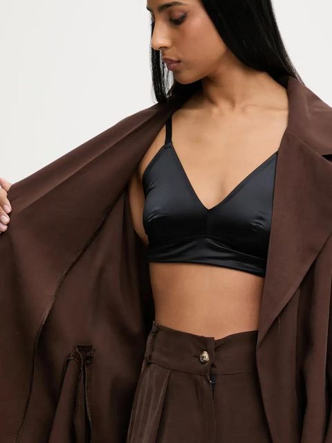 Answear.LAB marynarka kolor brązowy oversize gładka