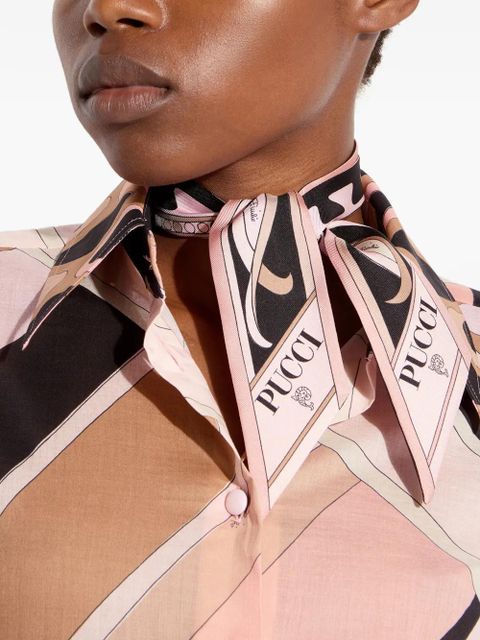 PUCCI mixed print silk twill scarf - Pink