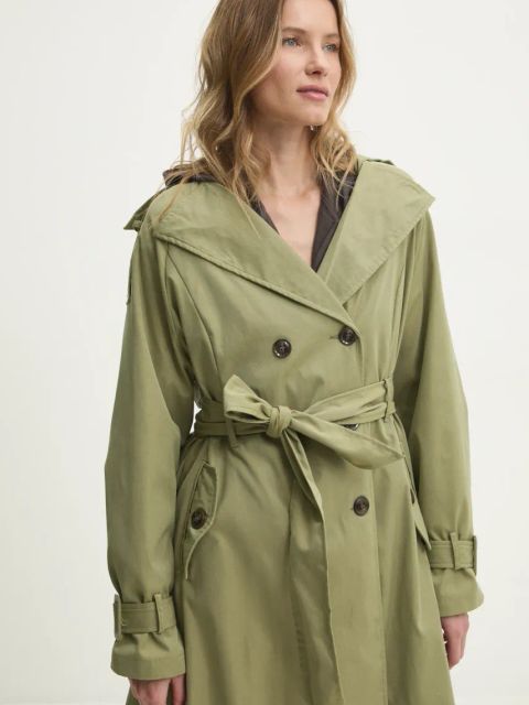 Answear.LAB trencz damski kolor zielony przejściowy