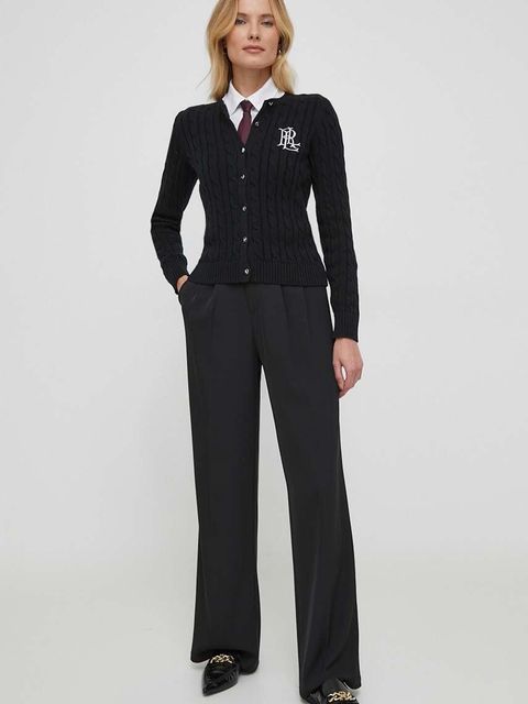 Lauren Ralph Lauren sweter bawełniany kolor czarny