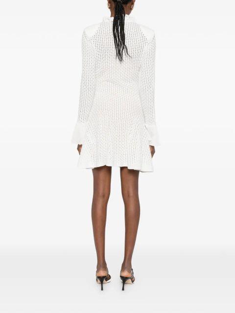 Self-Portrait ruffled button mini dress - White