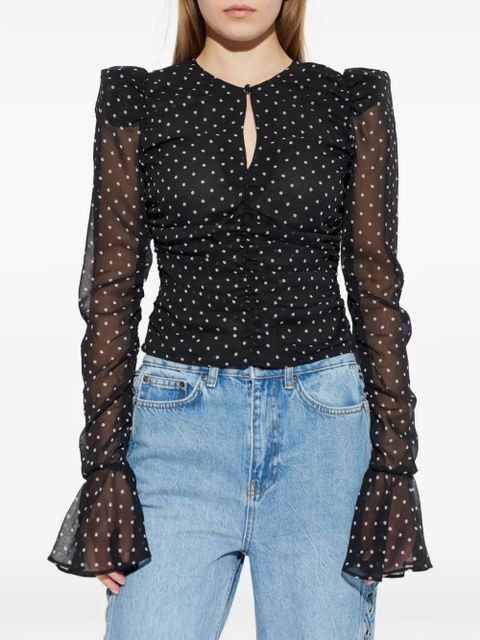ROTATE BIRGER CHRISTENSEN polka-dot ruched blouse - Black
