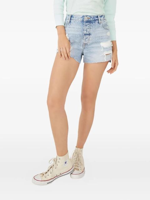 Free People distressed frayed denim shorts - Blue