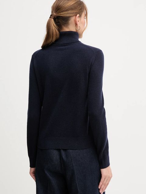 United Colors of Benetton sweter kaszmirowy kolor granatowy lekki z golfem 1033D202D