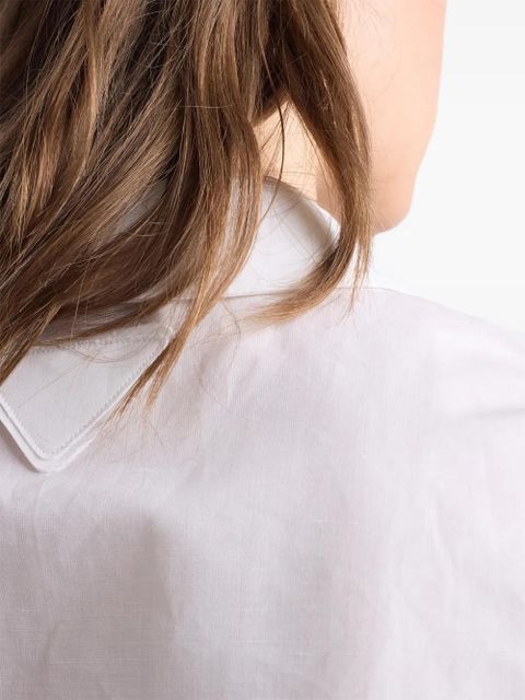 Prada short-sleeved linen muslin shirt - White
