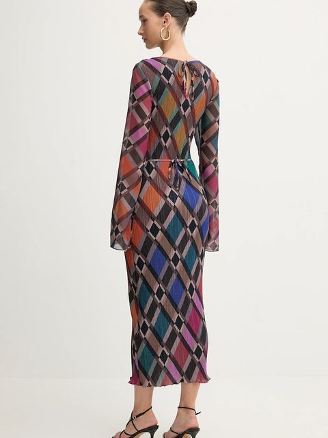 Never Fully Dressed sukienka kolor brązowy midi prosta NFDDR3029