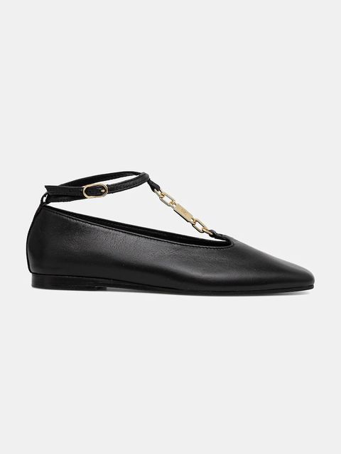 Tommy Hilfiger baleriny skórzane TH-BAR CHAIN BALLET kolor czarny FW0FW09003