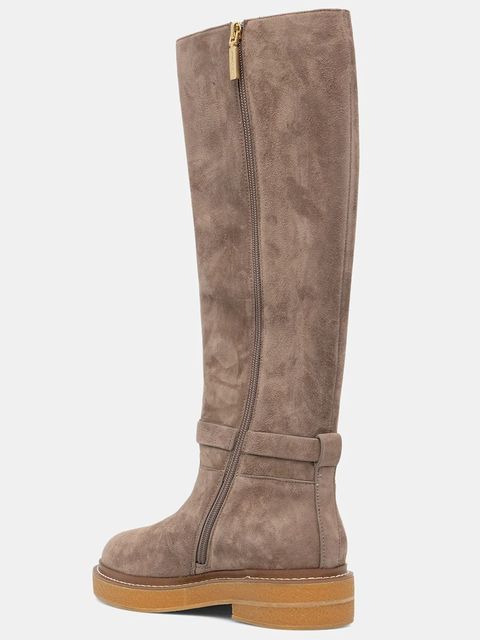 Coccinelle kozaki zamszowe damskie kolor beżowy na płaskim obcasie E4 T7B 15 01 01 N59