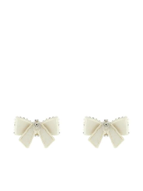Self-Portrait pearl bow-shape earrings - Neutrals