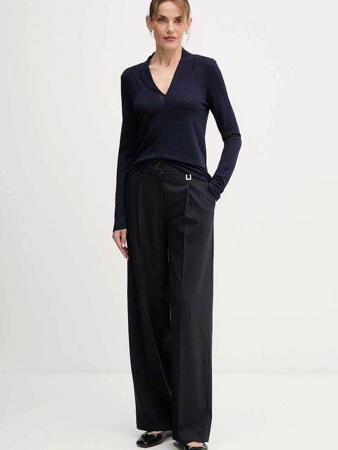 United Colors of Benetton bluzka damska kolor granatowy gładka 31NLD401X