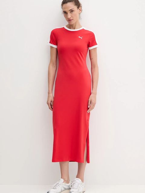 Puma sukienka kolor czerwony midi prosta 632140