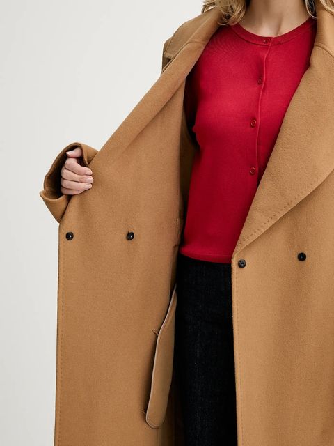 MMC STUDIO płaszcz wełniany kolor brązowy VESPERE.COAT