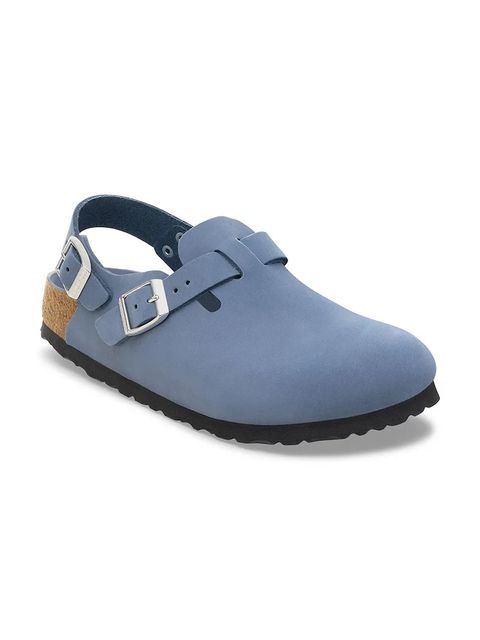 Birkenstock klapki nubukowe Tokio HEX damskie kolor niebieski 1030478