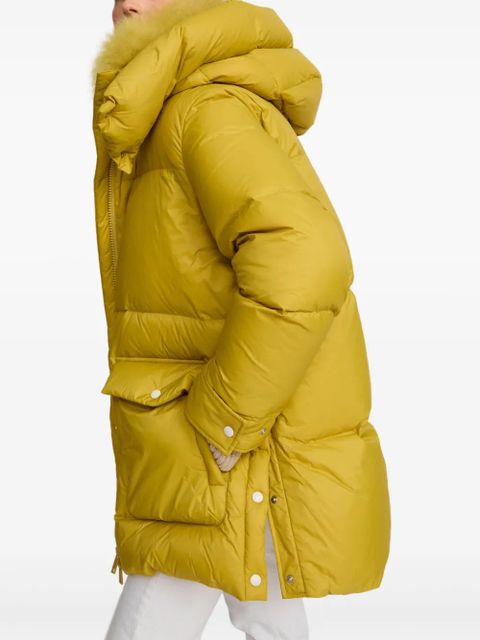Yves Salomon hoodedlambshearling down coat - Yellow