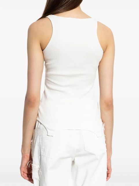 Blumarine rhinestone-embellished ribbed tank top - White