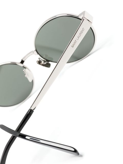 Saint Laurent Eyewear logo-engraved oval-frame sunglasses - Silver