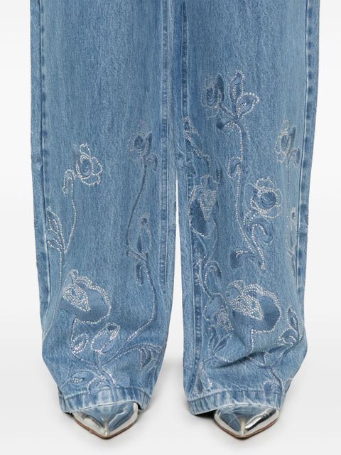 ROTATE BIRGER CHRISTENSEN rhinestoned wide-leg jeans - Blue
