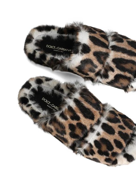 Dolce & Gabbana leopard-print slippers - Brown