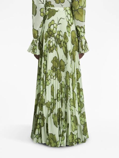 ETRO Berry-print pleated maxi skirt - Green