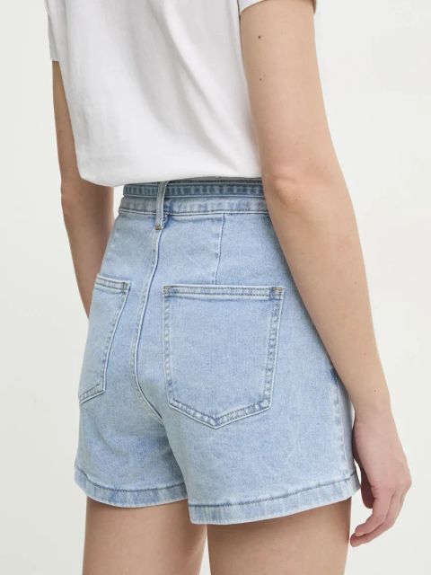 Answear.LAB szorty jeansowe damskie kolor niebieski gładkie high waist