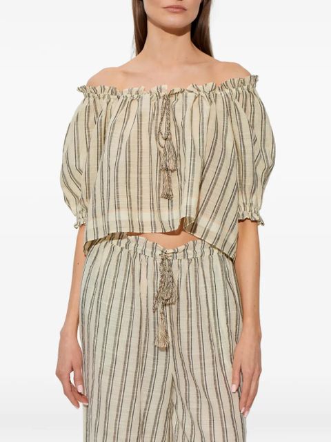 Ulla Johnson Paros ruffled striped top - Neutrals