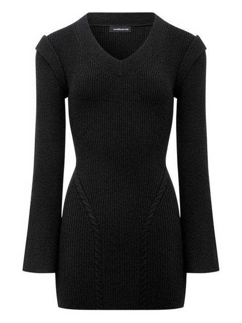 Manière De Voir wide-shoulder knitted mini dress - Black - zdjęcie produktu nr 1