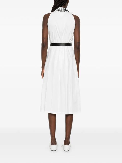 Max Mara zebra-collared midi dress - White