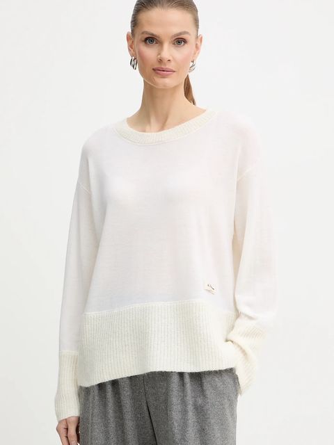 Armani Exchange sweter wełniany damski kolor beżowy lekki XW000772 AF16602 - zdjęcie produktu nr 1