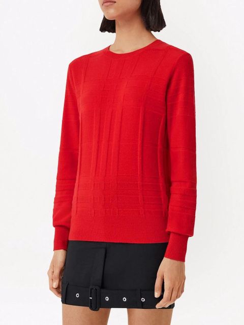 Burberry check knitted cashmere jumper - Red