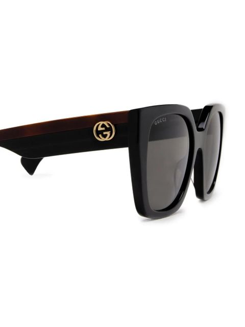 Gucci Eyewear striped square-frame sunglasses - Black