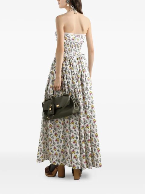 Dolce & Gabbana floral ruffled maxi dress - White