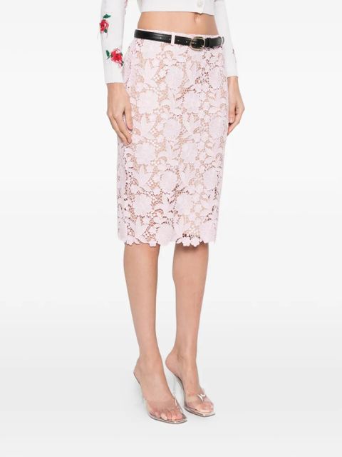 Self-Portrait floral lace midi skirt - Pink