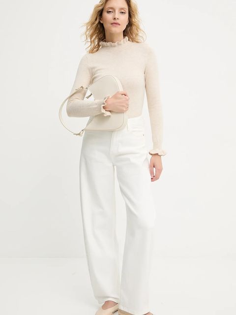 Answear.LAB sweter z kaszmirem damski kolor beżowy lekki z półgolfem - zdjęcie produktu nr 2