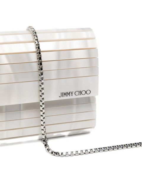 Jimmy Choo ribbed clutch bag - White