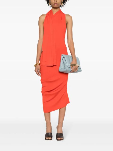 FENDI halterneck asymmetric midi dress - Orange