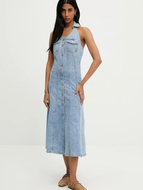 Answear.LAB sukienka jeansowa kolor niebieski maxi rozkloszowana - zdjęcie produktu nr 1