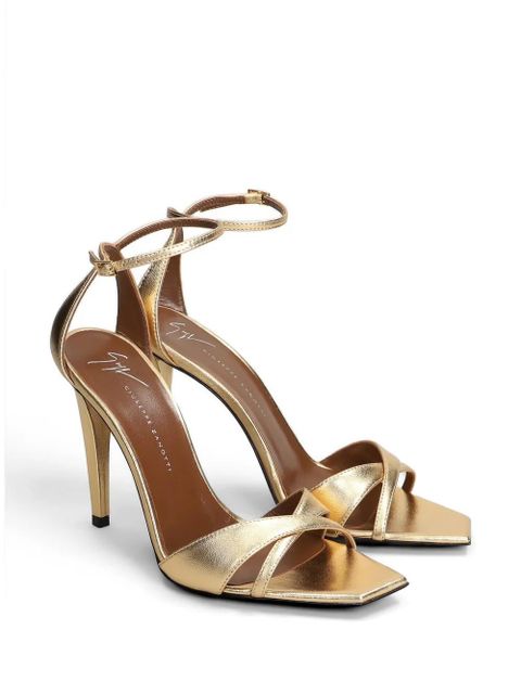 Giuseppe Zanotti Brivido Cruz metallic crossover-strap sandals - Gold - zdjęcie produktu nr 2