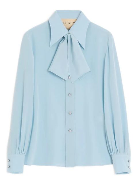 Valentino Garavani Crepe De Chine scarf-detail shirt - Blue - zdjęcie produktu nr 1