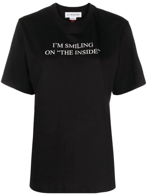 Victoria Beckham slogan-print organic cotton T-shirt - Black - zdjęcie produktu nr 1