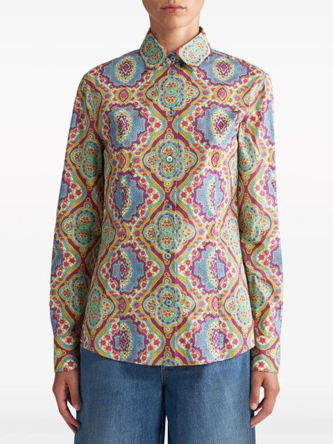 ETRO graphic-print cotton-blend shirt - Blue - zdjęcie produktu nr 2