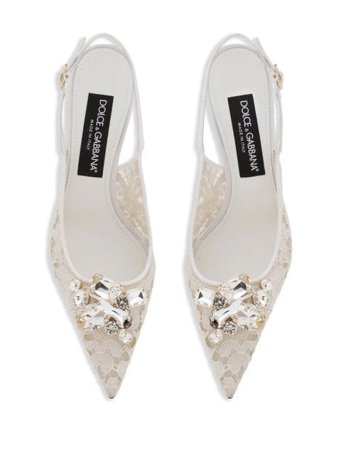 Dolce & Gabbana crystal lace slingback pumps - Neutrals
