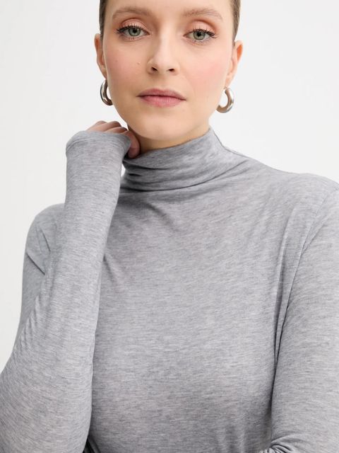 BOSS longsleeve z wełną kolor szary z półgolfem 50550639