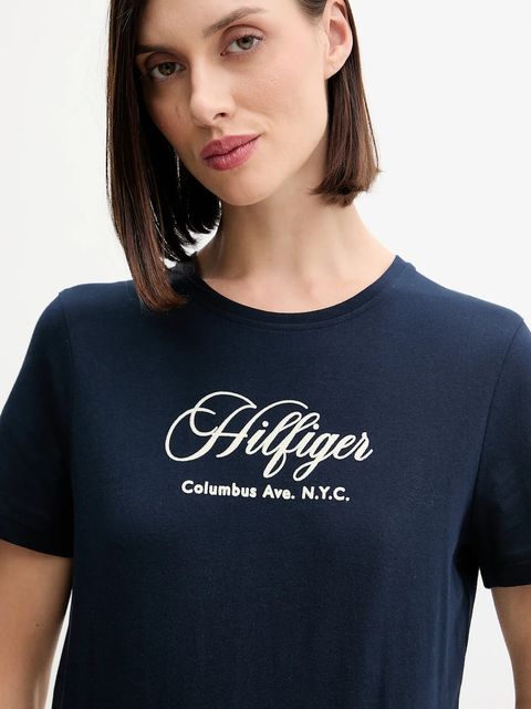 Tommy Hilfiger t-shirt bawełniany damski kolor granatowy WW0WW46120